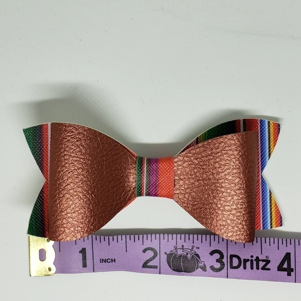faux leather ribbon alligator clip hair bows